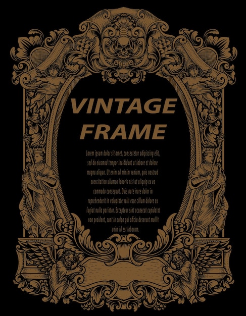 Vintage frames in baroque antique style. engraving retro frames ornament.