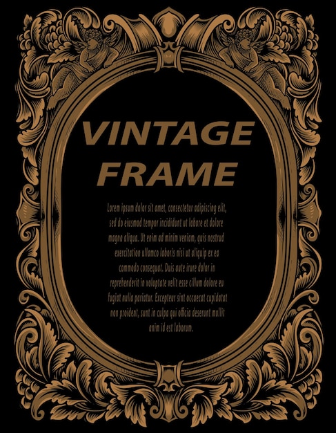 Vector vintage frames in baroque antique style. engraving retro frames ornament.