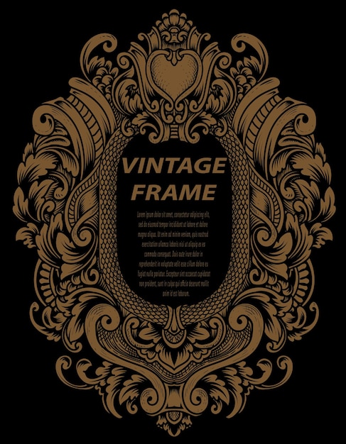 Vector vintage frames in baroque antique style. engraving retro frames ornament.