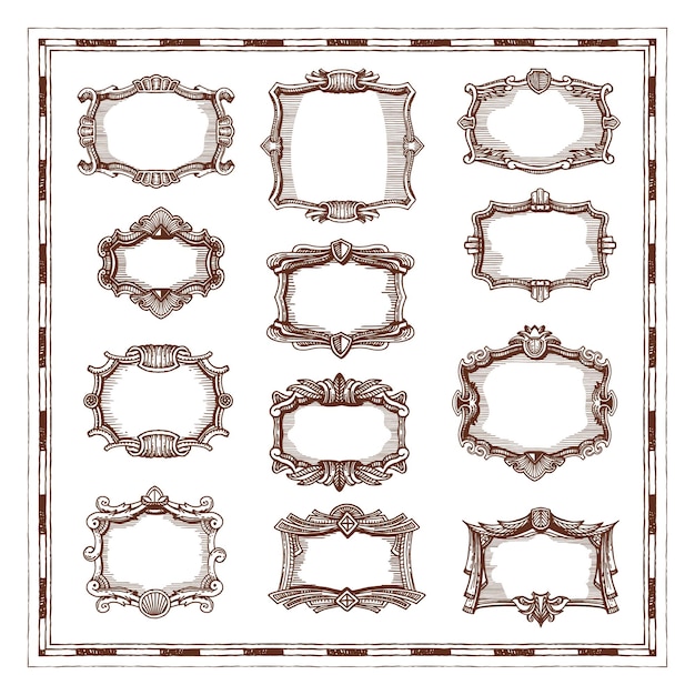 Vector vintage frames and borders photo scrapbooking