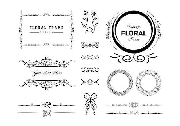 Vintage frames dividers mega set isolated on white calligraphic design elements