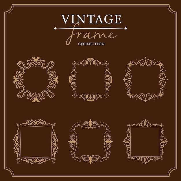 Vector vintage frames set retro design elements vector illustration