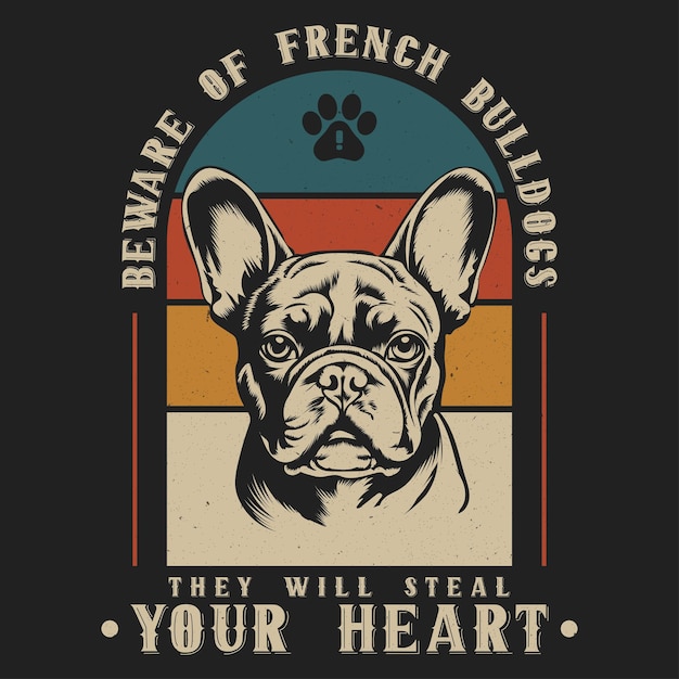 Vector vintage franse bulldog vintage t-shirt design illustratie vector