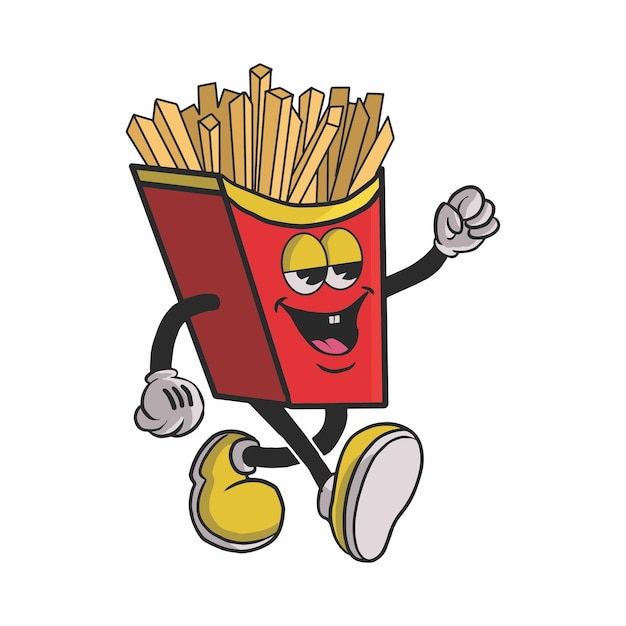 Vintage French Fries Cartoon Character 9039s Premium Vector