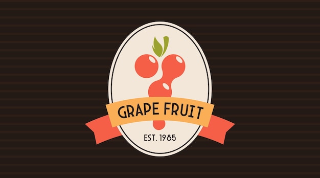 Vintage fruit logo template for grape logo vector. retro style fruit logo