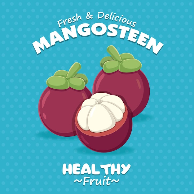 Vintage fruitposterontwerp met mangosteen