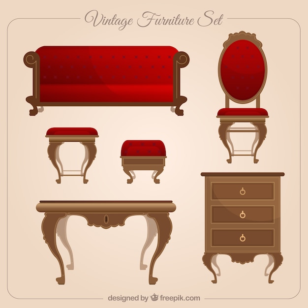 Vector vintage furniture set