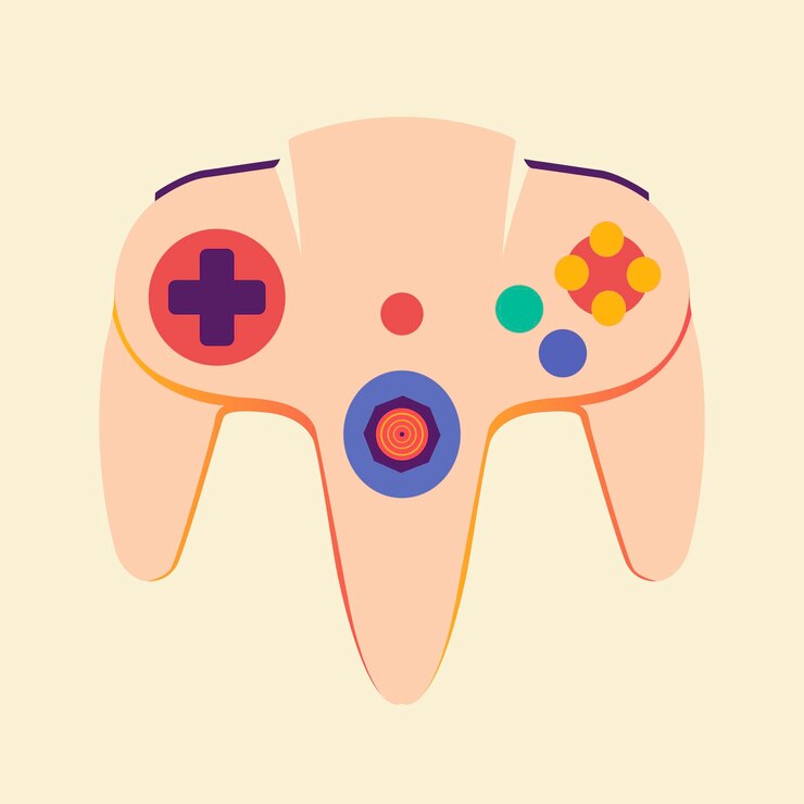 Vector vintage gaming controller 90s flat vector illustration