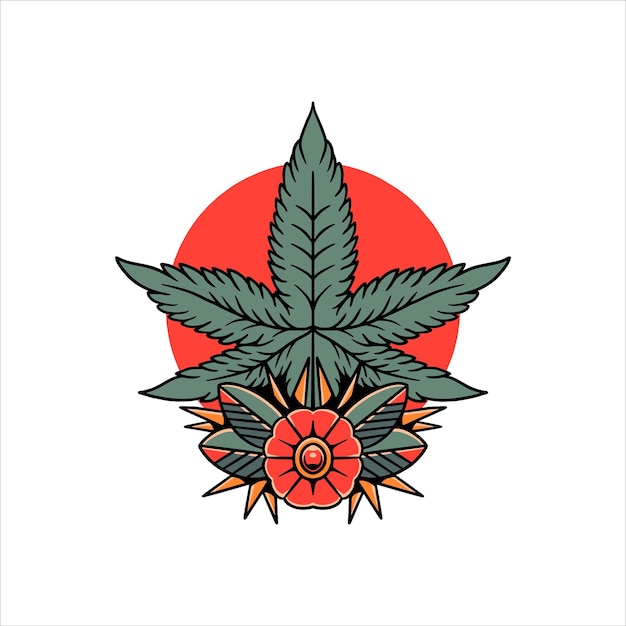 Vector vintage ganja tattoo vector design