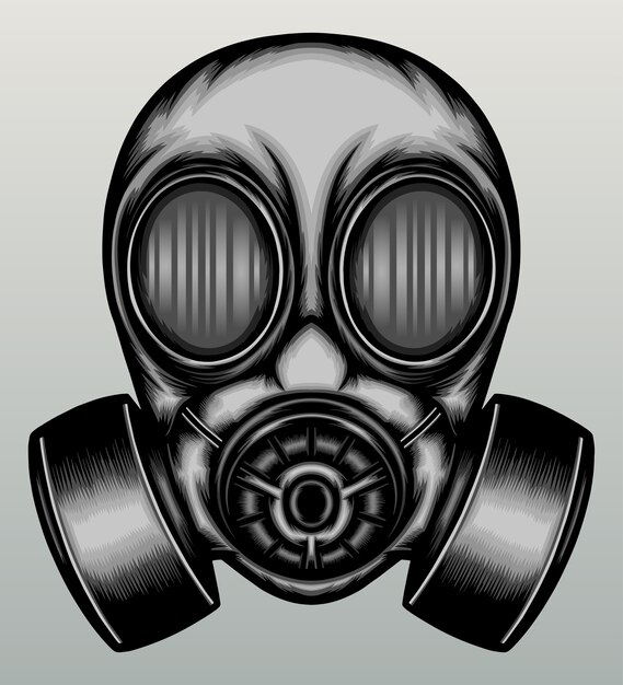 Vintage gas mask in hand drawn