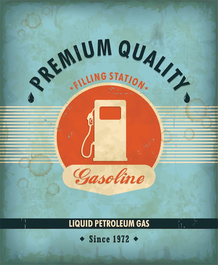 Vector vintage gasoline motor oil poster design