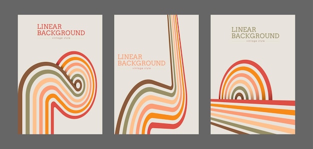 Vintage geometric background with colored parallel lines in the style of the 70s Design for printing posters posters banners and covers in retro style