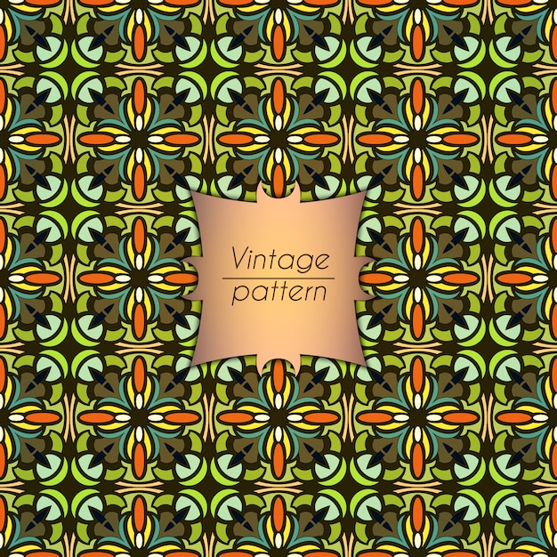 ベクトル ヴィンテージ幾何学的な花のシームレスなパターンの背景。