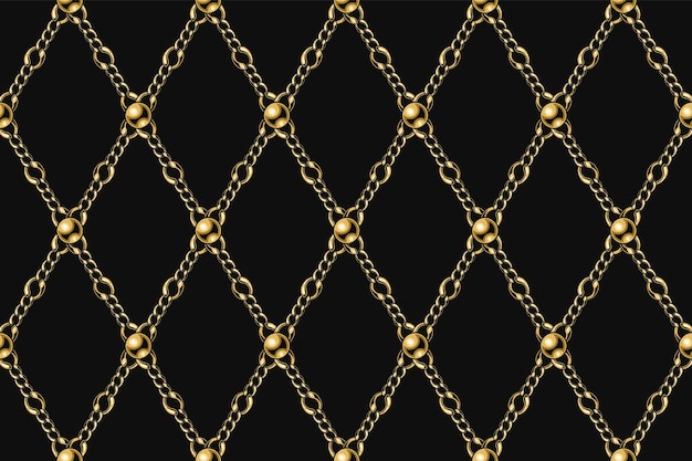 Vintage geometric gold pattern with metal chains