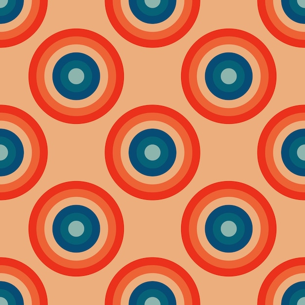 Vintage geometric pattern with circles in the style of the 70s and 60s