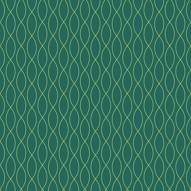 緑のヒスイの背景にヴィンテージの幾何学的な編まれた金色の線のシームレスなパターン