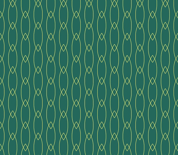 Vintage geometrical golden line seamless pattern on jade green background