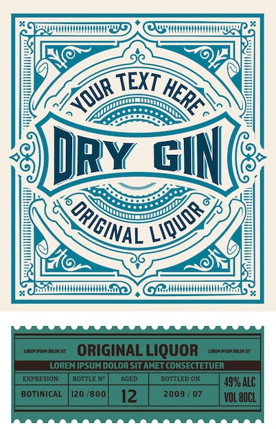 Vector vintage gin label design