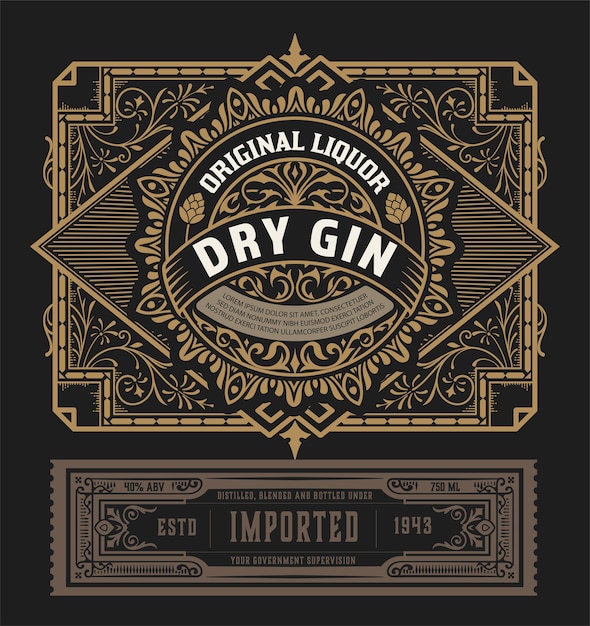 Vintage Gin label. layered