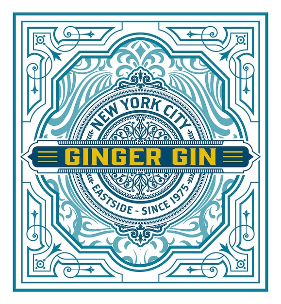 Vintage gin label packaging layout