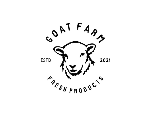 Vintage goat farm logo template