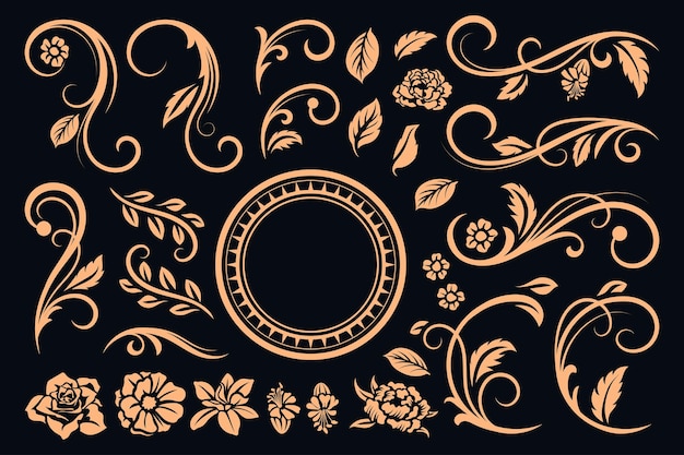 Vector vintage gold beautiful decorative element vector