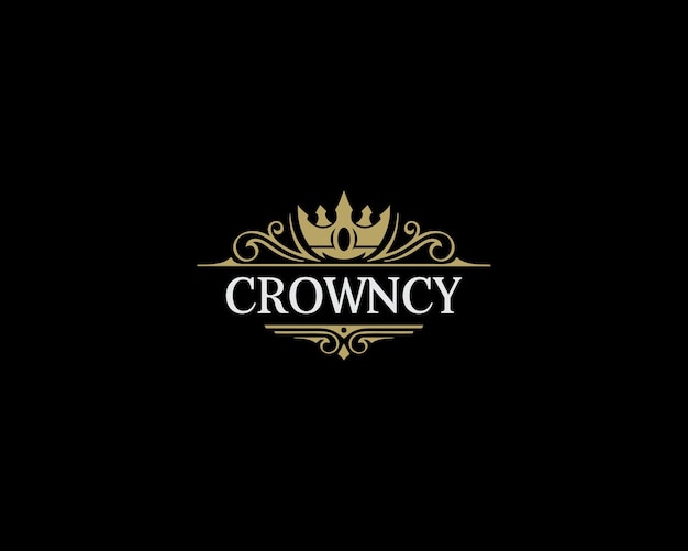 Vector vintage gold carve crown logo design