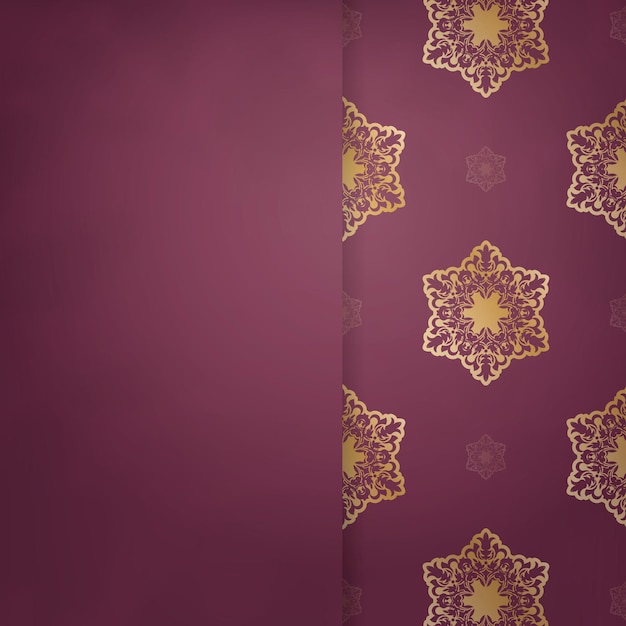 Vintage gold pattern burgundy brochure prepared for typography.