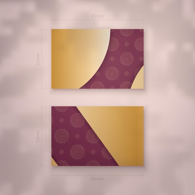 Vector vintage gold pattern burgundy business card for your brand