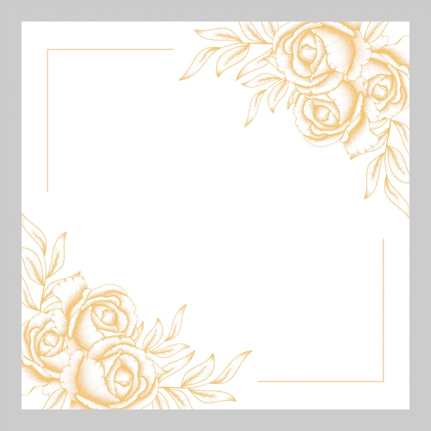 Vintage golden rose floral frame