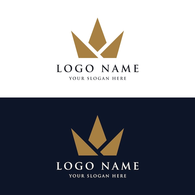 Vintage golden royal crown logo design con elegante e lussuoso geometrico con idea creativalogo per affari bellezza e salone