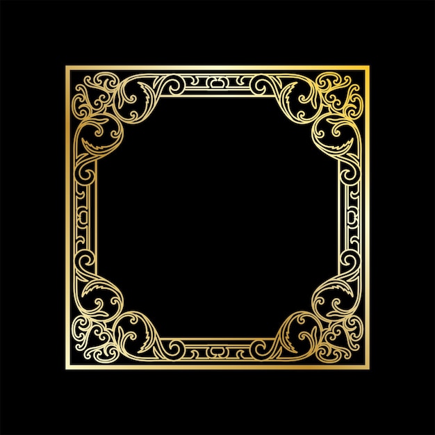 Vector vintage golden square royal border frame with ornaments