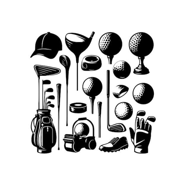 Vintage golf elementen collectie