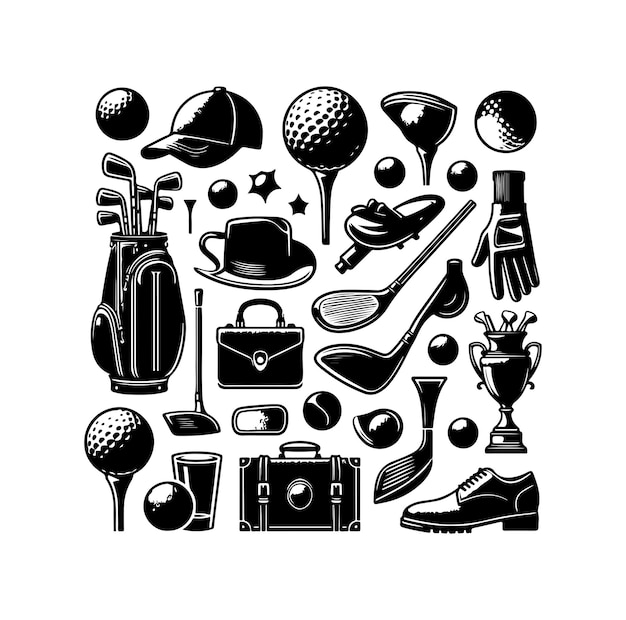 Vintage golf elementen collectie