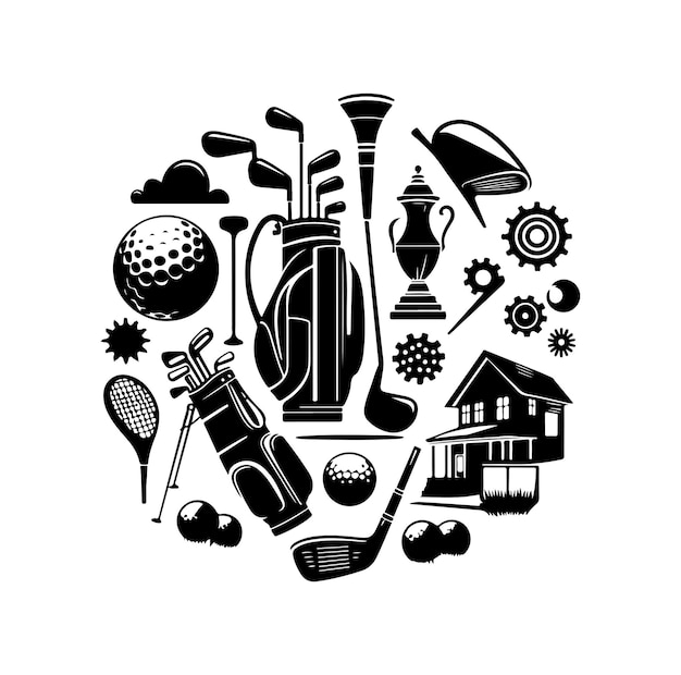 Vintage golf elementen collectie