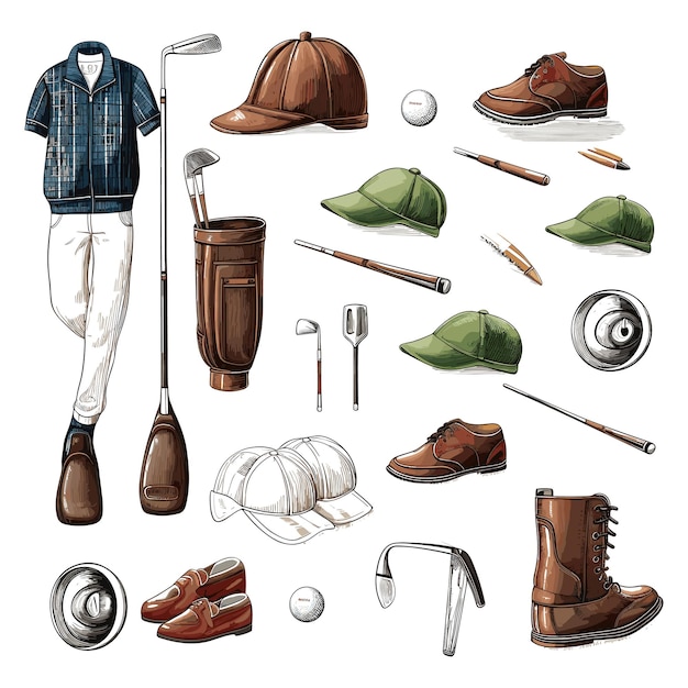 Vintage golf elements collection