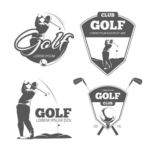 Vintage golf vector labels, badges en emblemen. sport teken pictogram, club spel illustratie