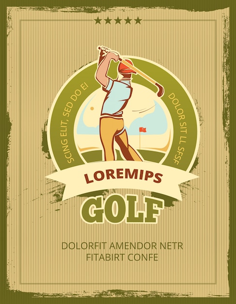 Vintage golftoernooi vector poster