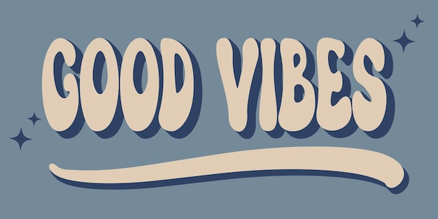 Vintage good vibes slogan illustration with pastel colors Retro graphic vector print