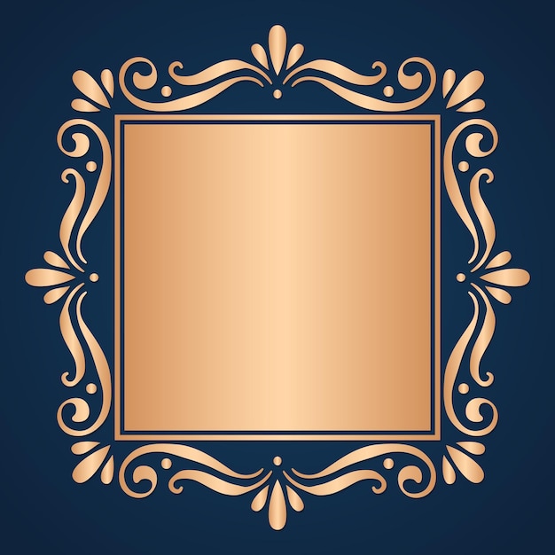 Vintage gouden decor element vierkante frame stencil uitnodiging achtergrond vector