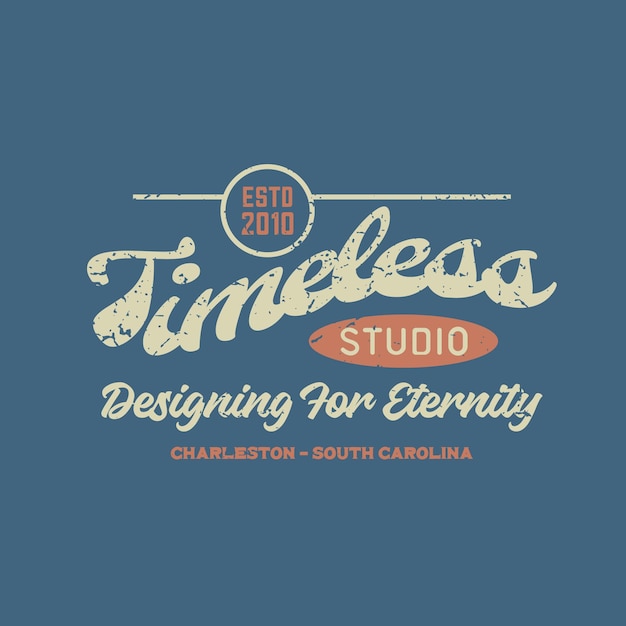 Vettore distintivo con logo dello studio di progettazione grafica vintage