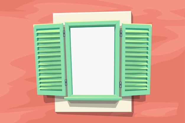 Vector a vintage green color window with shutters