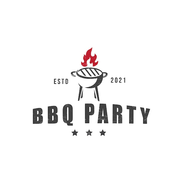 Vintage grill barbecue logo-ontwerp