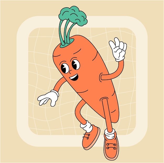 Vettore personaggio vintage di carota groovy