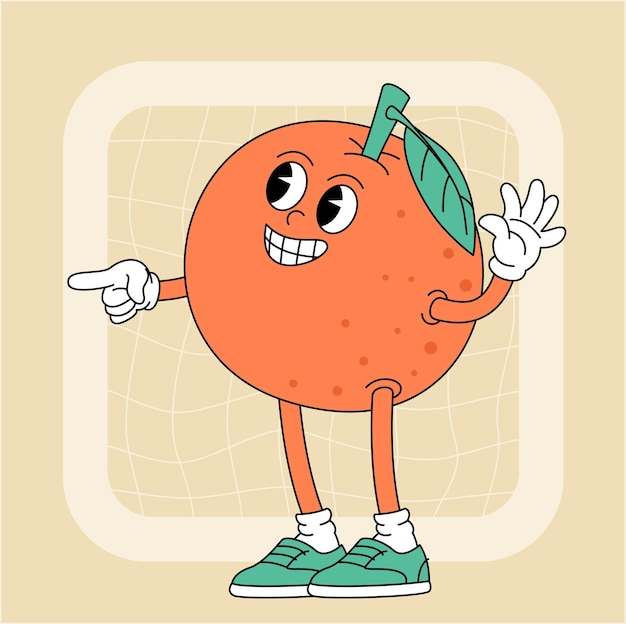 Vector vintage groovy orange character