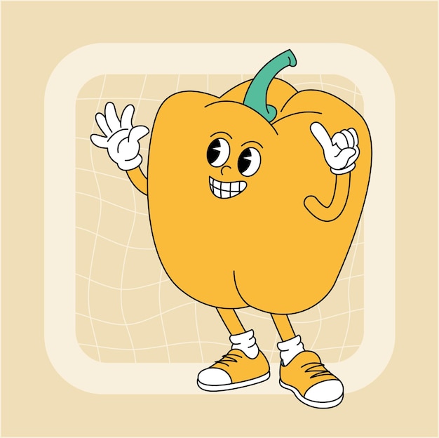 Vector vintage groovy paprika character