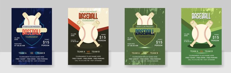 Vintage grunge poster design layout for baseball tournament baseball tournament flyer template