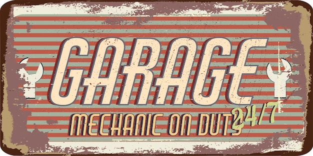 Vector vintage grunge retro garage sign