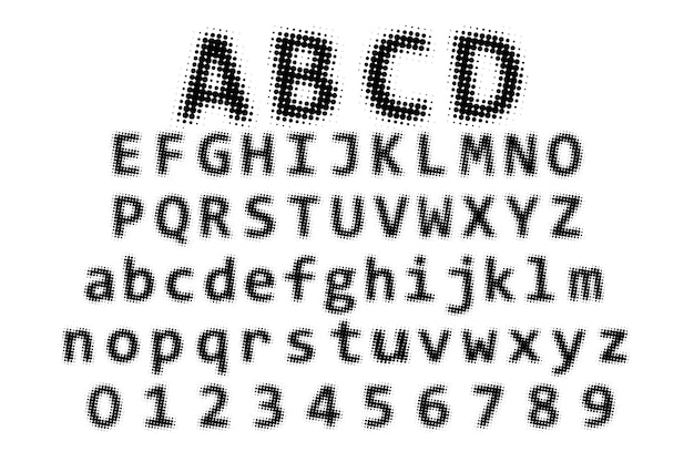 Vintage halftone display font alphabet collection vector