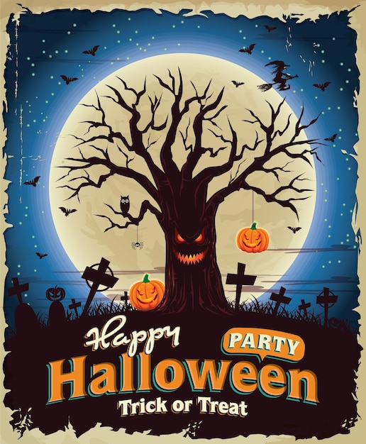 Vintage halloween-poster decorontwerp